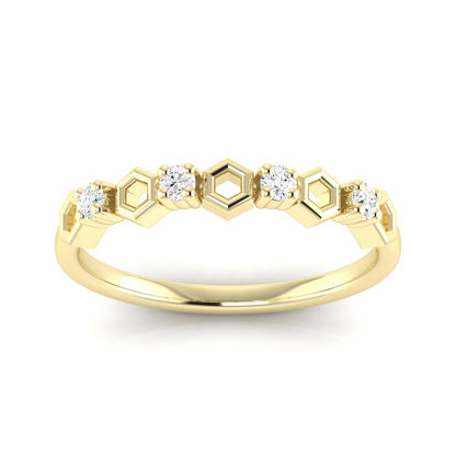 0.1Ctw Lab Grown Diamond Hexagon Wedding Band