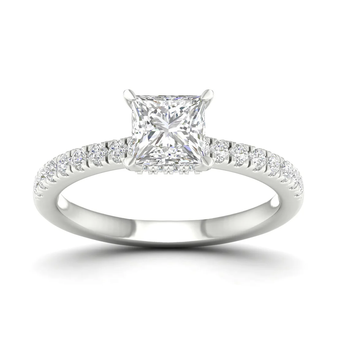 0.98CTW Princess Cut Lab Grown Diamond Ring Women