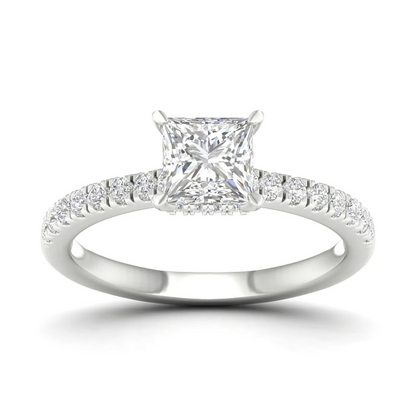 0.98CTW Princess Cut Lab Grown Diamond Ring Women
