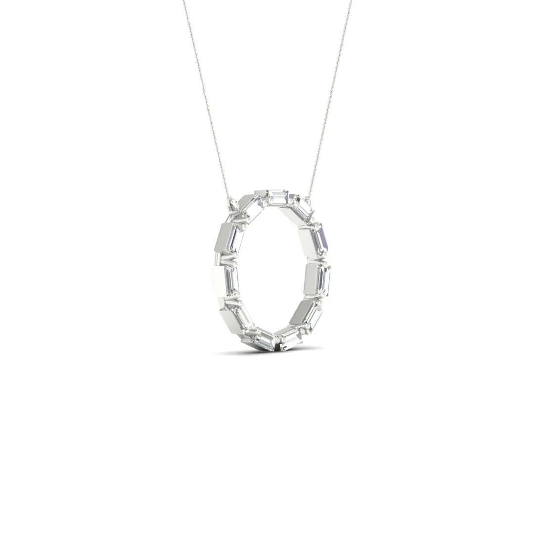0.50 CTW Lab Grown Diamond Baguette Circle Pendant