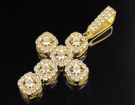 1.50 CTW Lab Grown Diamond Square Cluster Cross Pendant