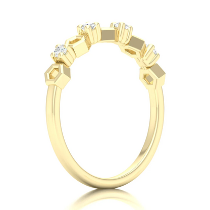 0.1Ctw Lab Grown Diamond Hexagon Wedding Band