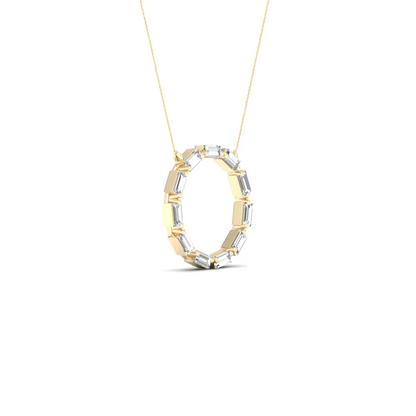 0.50 CTW Lab Grown Diamond Baguette Circle Pendant