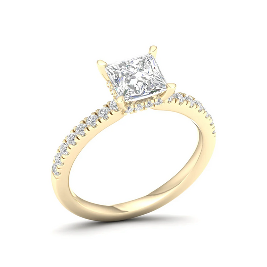 0.98CTW Princess Cut Lab Grown Diamond Ring Women