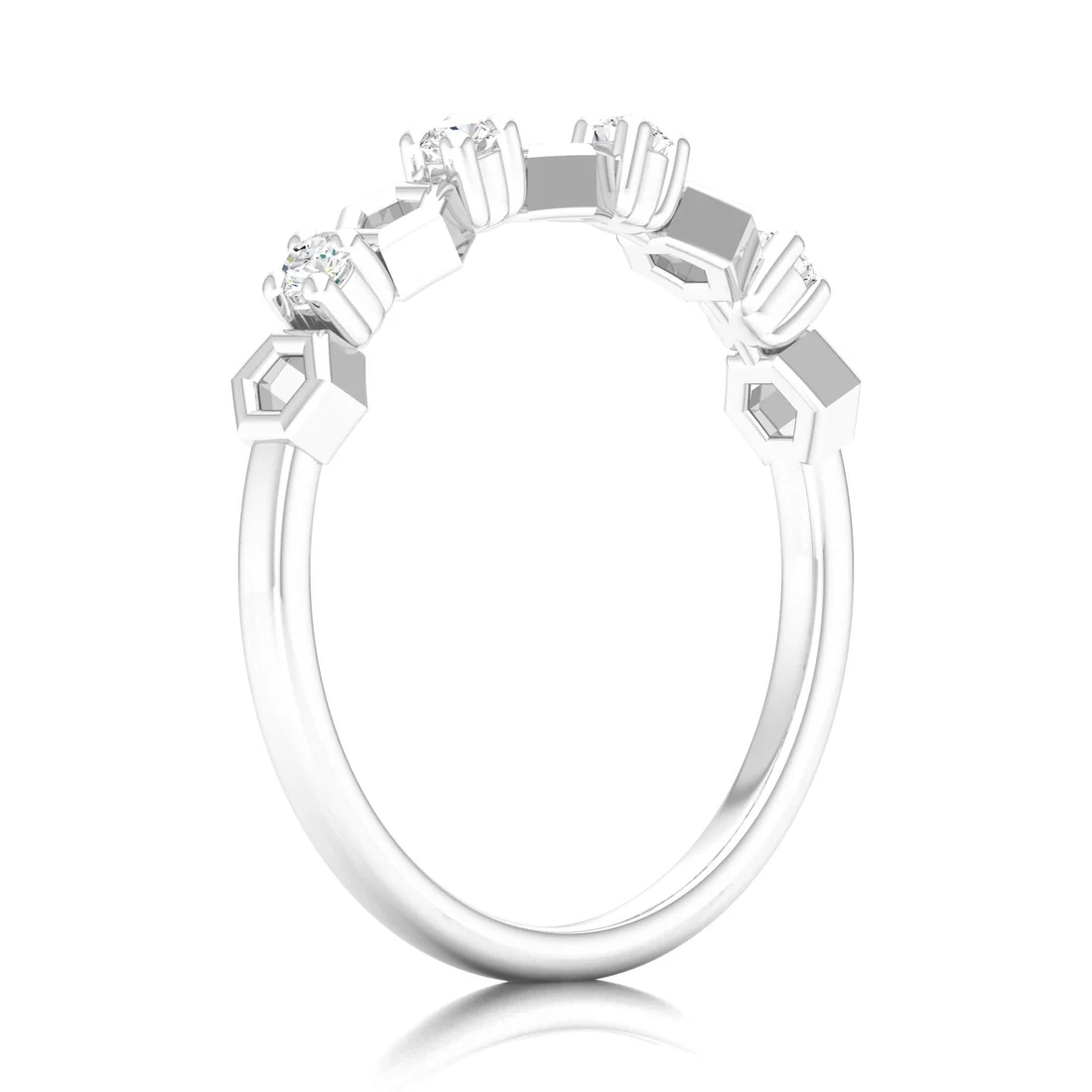 0.1Ctw Lab Grown Diamond Hexagon Wedding Band