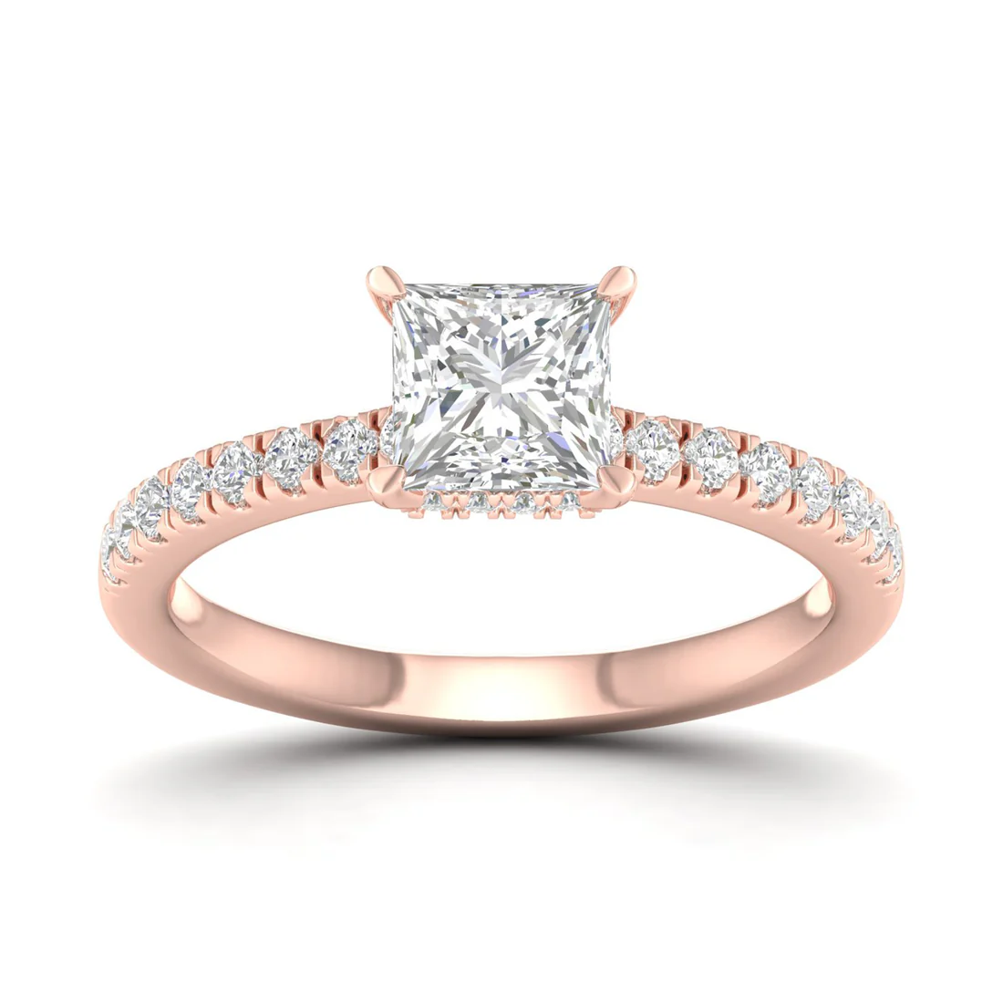 0.98CTW Princess Cut Lab Grown Diamond Ring Women