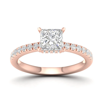 0.98CTW Princess Cut Lab Grown Diamond Ring Women