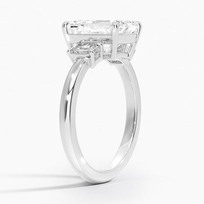 2CT Emerald Lab Grown Diamond Three Stone Ring