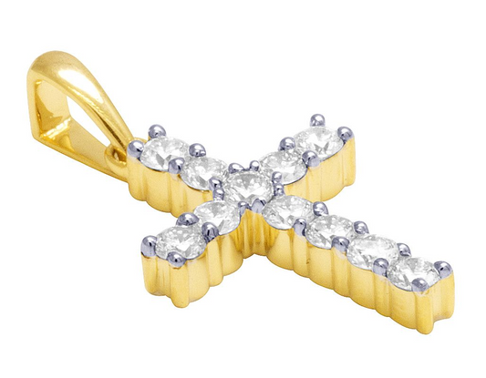 Iced Out Custom Solitaire Lab Grown Diamond Cross Pendant