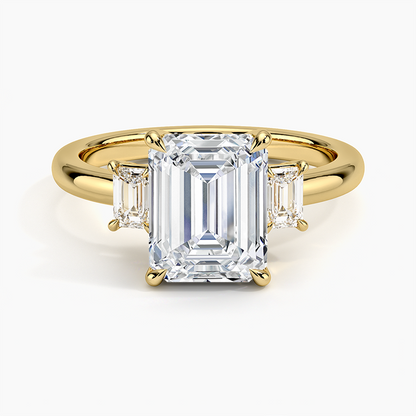 2CT Emerald Lab Grown Diamond Three Stone Ring