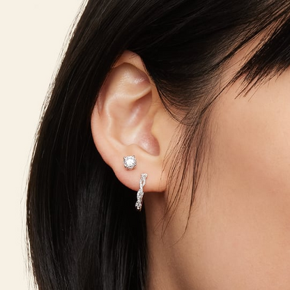 Twisted Rope 1/6 CTW Lab Grown Diamond Hoop Earrings