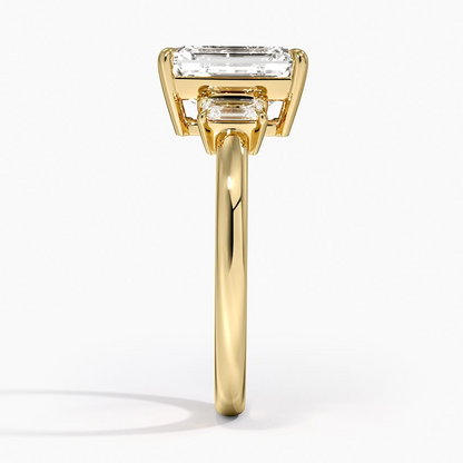 2CT Emerald Lab Grown Diamond Three Stone Ring