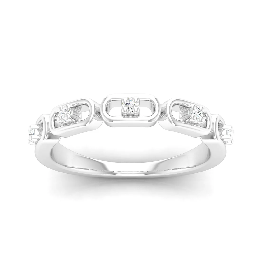 0.100Ctw Lab Grown Diamond Stadium Shaped Wedding Band