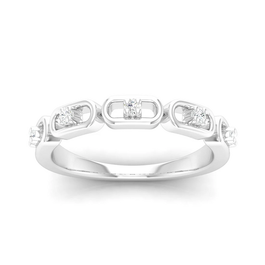 0.100Ctw Lab Grown Diamond Stadium Shaped Wedding Band