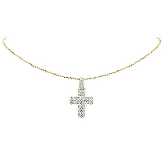 1.4 Inch Lab Grown Diamond Martini Cross Pendant