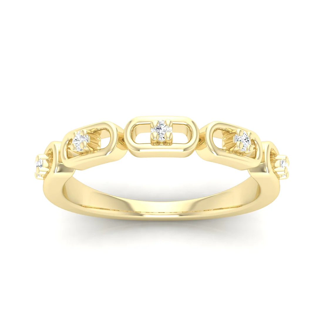 0.100Ctw Lab Grown Diamond Stadium Shaped Wedding Band