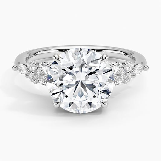 3CT Round Lab Grown Diamond Gold Three Stone Ring