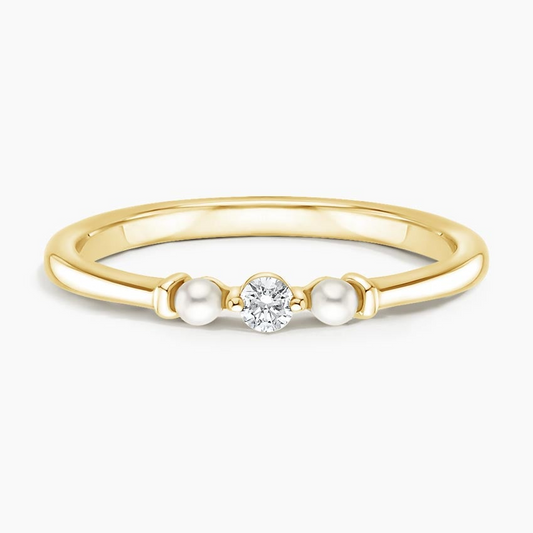 0.06CTW Yellow Gold Unique Lab Grown Diamond Wedding Band