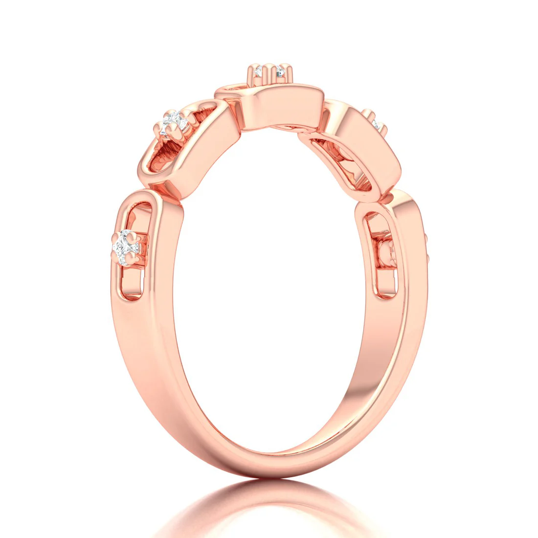 0.100Ctw Lab Grown Diamond Stadium Shaped Wedding Band