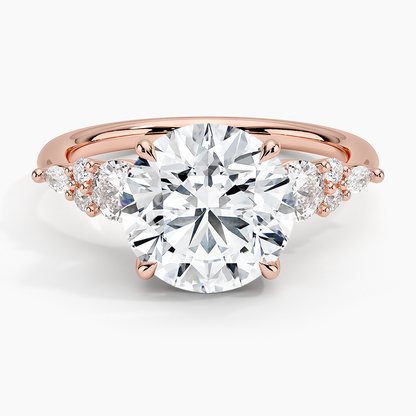 3CT Round Lab Grown Diamond Gold Three Stone Ring