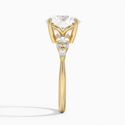 3CT Round Lab Grown Diamond Gold Three Stone Ring