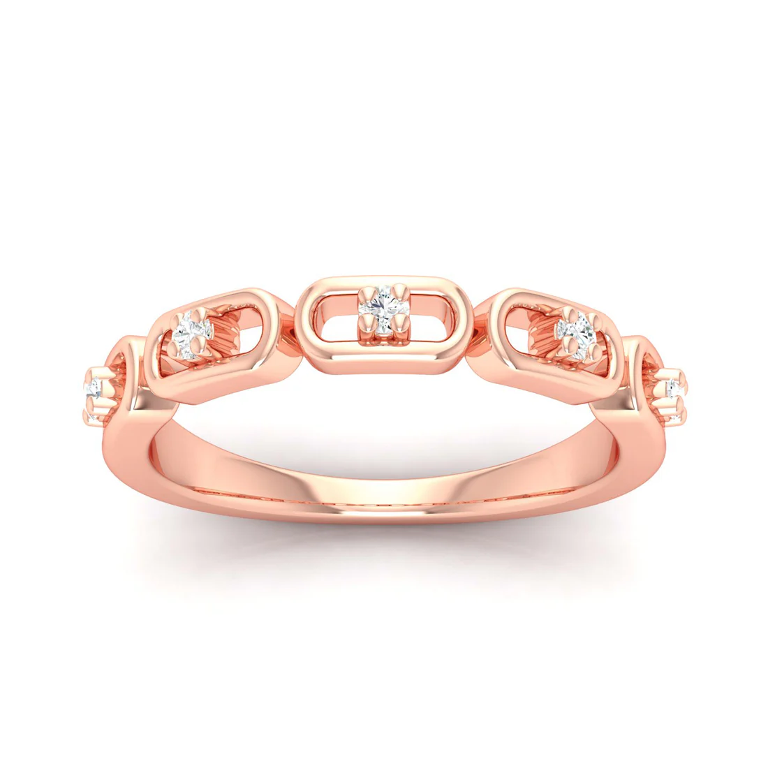 0.100Ctw Lab Grown Diamond Stadium Shaped Wedding Band