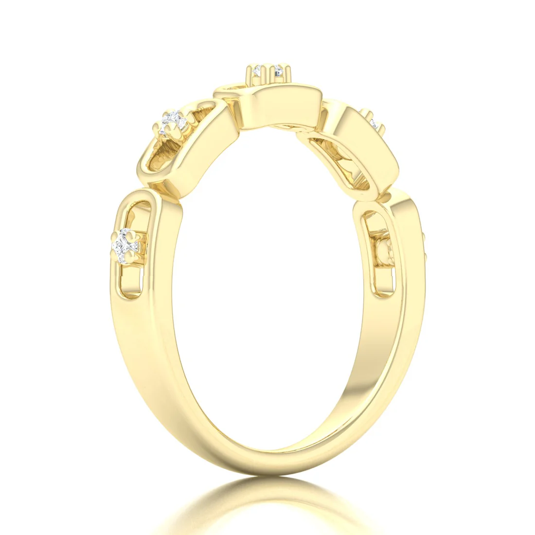 0.100Ctw Lab Grown Diamond Stadium Shaped Wedding Band