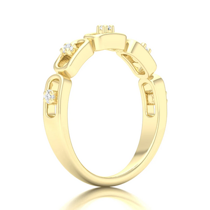 0.100Ctw Lab Grown Diamond Stadium Shaped Wedding Band