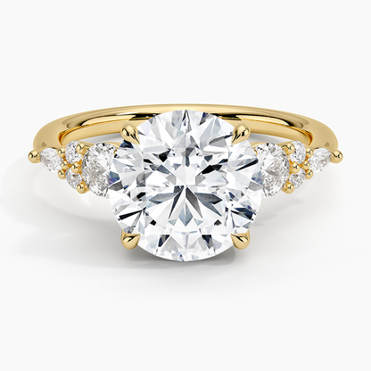 3CT Round Lab Grown Diamond Gold Three Stone Ring