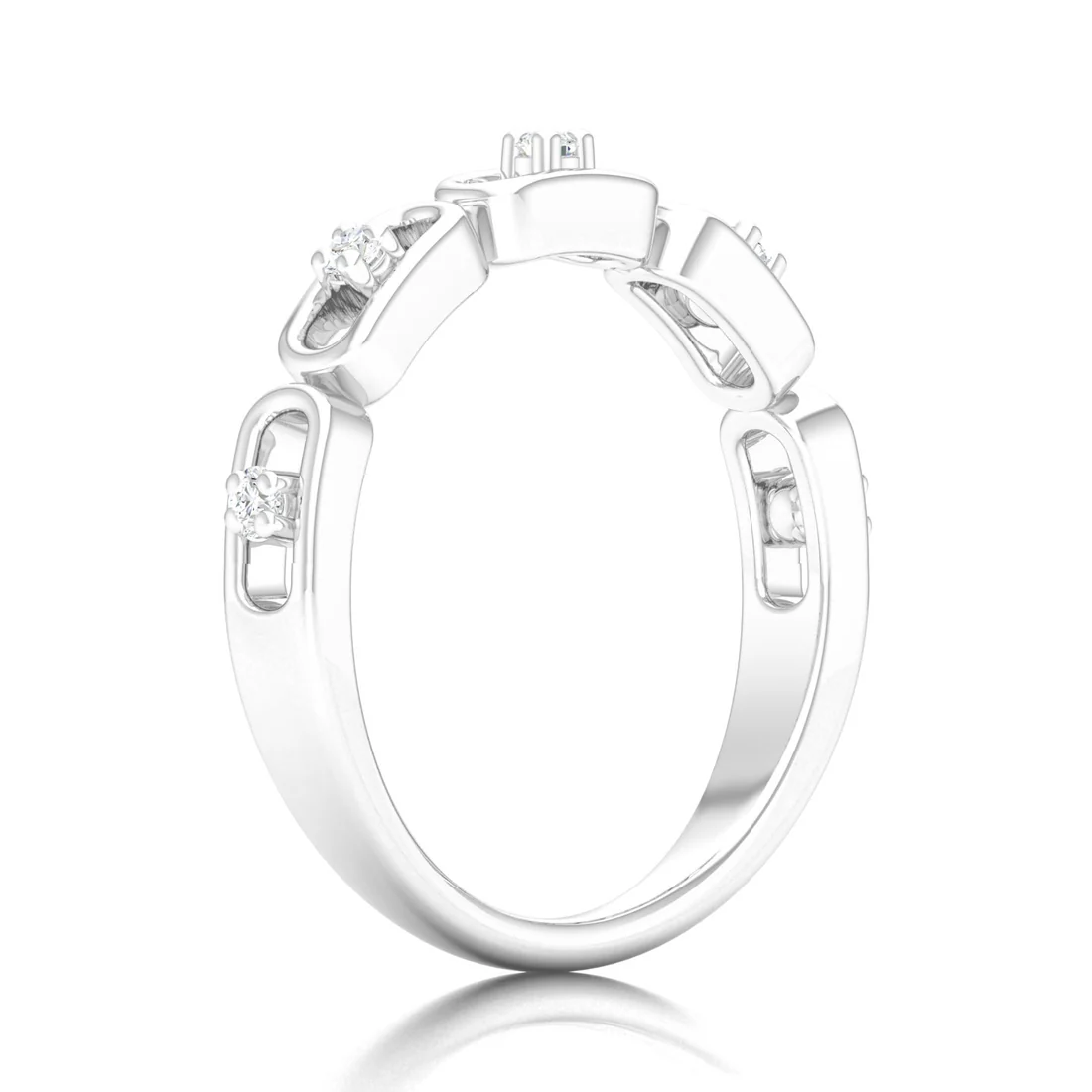 0.100Ctw Lab Grown Diamond Stadium Shaped Wedding Band