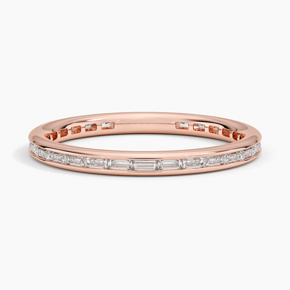 Channel Set Baguette Lab Grown Diamond Gold Wedding Band