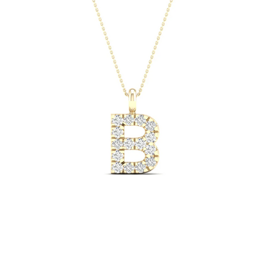 0.065 CTW Lab Grown Diamond B Initial Letter Pendant