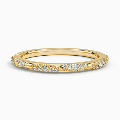 0.09CTW Round Cut Lab Grown Diamond Milgrain Wedding Band