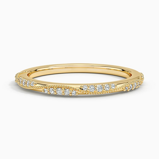 0.09CTW Round Cut Lab Grown Diamond Milgrain Wedding Band