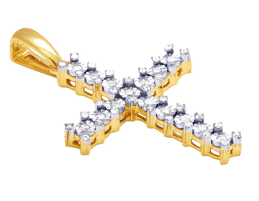1.5 Inch 10k Lab Grown Diamond Fanook Cross Pendant