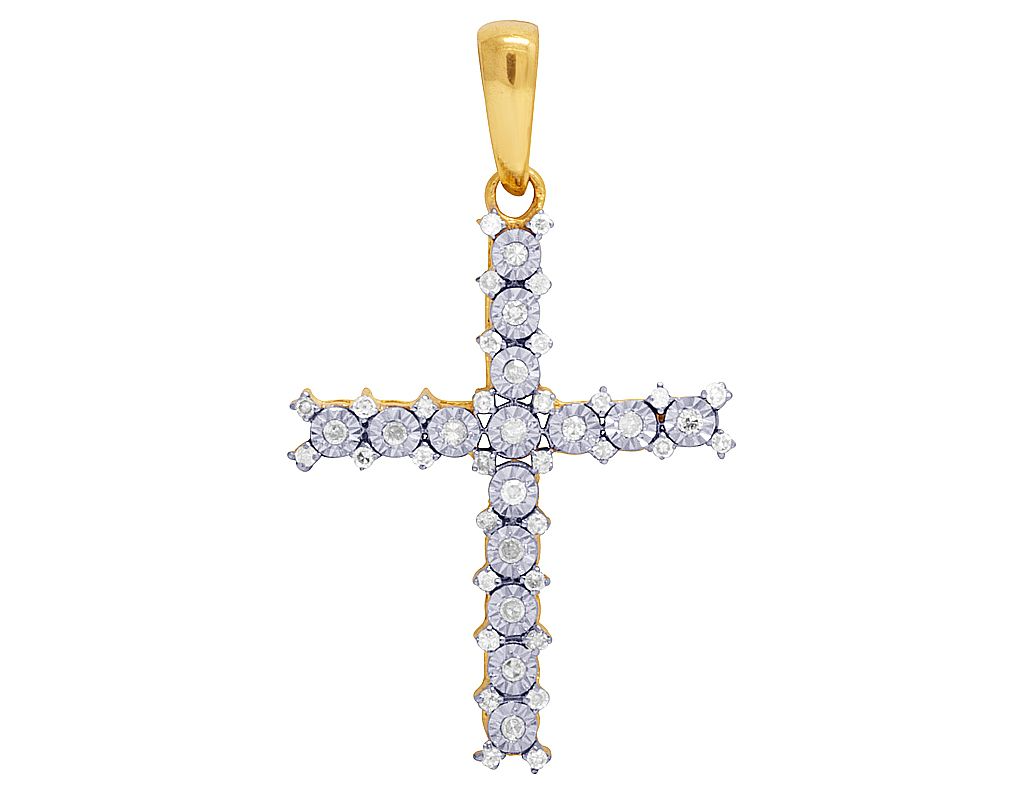 1.5 Inch 10k Lab Grown Diamond Fanook Cross Pendant