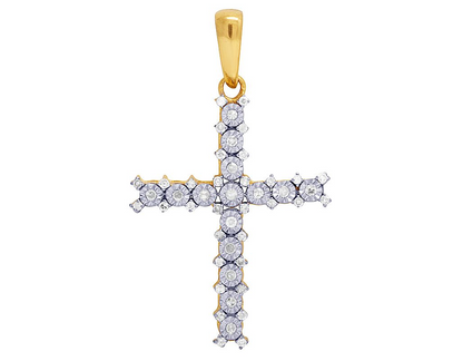 1.5 Inch 10k Lab Grown Diamond Fanook Cross Pendant