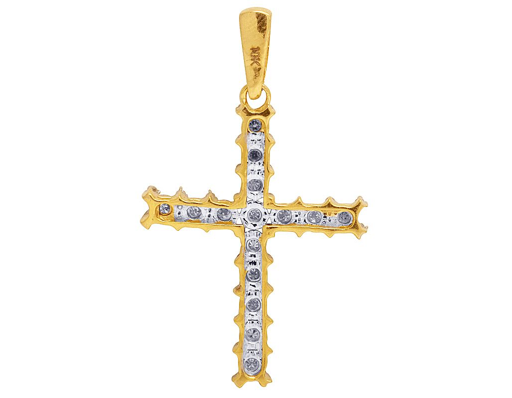 1.5 Inch 10k Lab Grown Diamond Fanook Cross Pendant