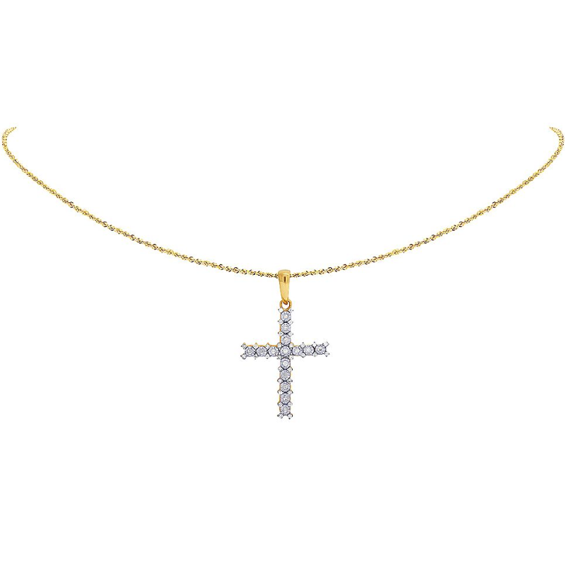 1.5 Inch 10k Lab Grown Diamond Fanook Cross Pendant