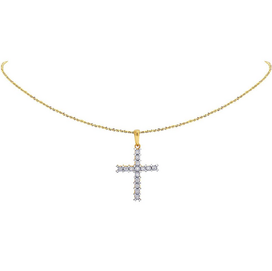 1.5 Inch 10k Lab Grown Diamond Fanook Cross Pendant