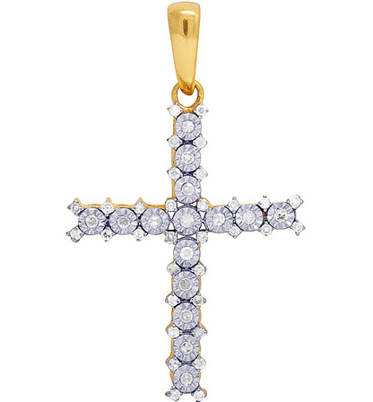 1.5 Inch 10k Lab Grown Diamond Fanook Cross Pendant