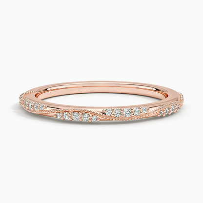 0.09CTW Round Cut Lab Grown Diamond Milgrain Wedding Band