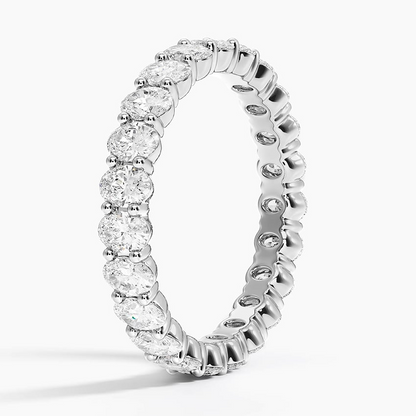 Oval Eternity Lab Grown Diamonds White Gold Wedding Band For Women