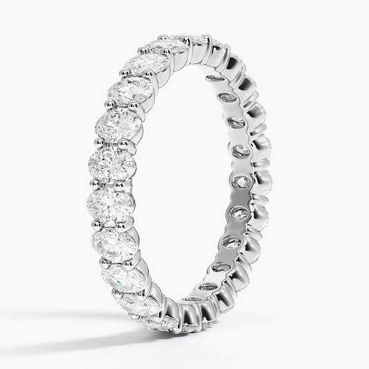 Oval Eternity Lab Grown Diamonds White Gold Wedding Band For Women