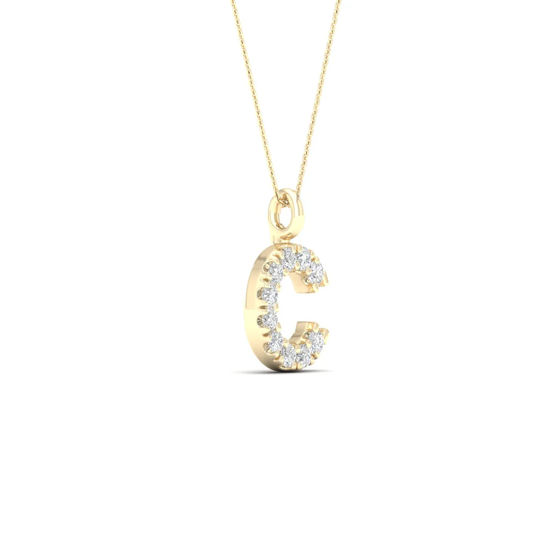 0.05 CTW Lab Grown Diamond C Initial Letter Pendant