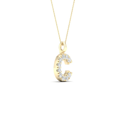 0.05 CTW Lab Grown Diamond C Initial Letter Pendant