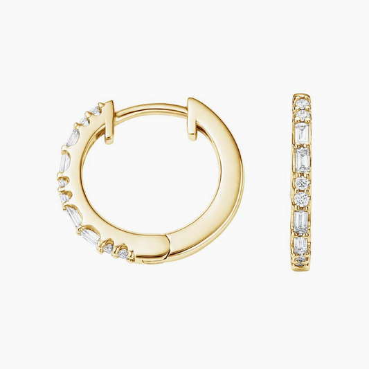 Baguette Cut Lab Grown Diamond Hoop Earring Set