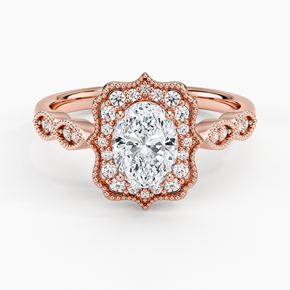 3/4CT Oval Lab Grown Diamond Halo Engagement Ring