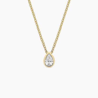 1/4 CTW Lab Grown Diamond Pear Bezel Solitaire Pendant