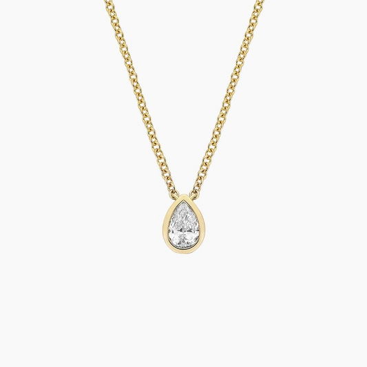 1/4 CTW Lab Grown Diamond Pear Bezel Solitaire Pendant